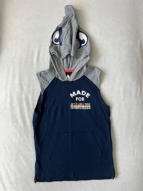 Kids Navy & Gray Sleeveless Hoodie with 'Made for Greatness' Graphic